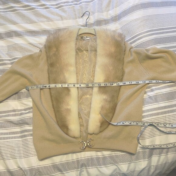 Vintage - Two Cashmere Sweaters with Removable Fur Collar and Rhinestone Accents - Picture 15 of 15